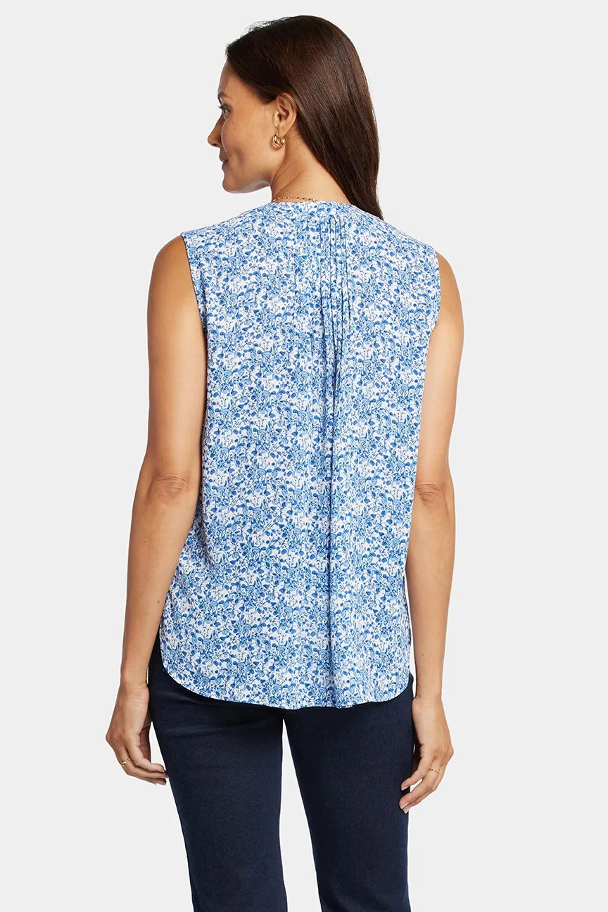 Sleeveless Pintuck Blouse Bloemenprint | Olenia