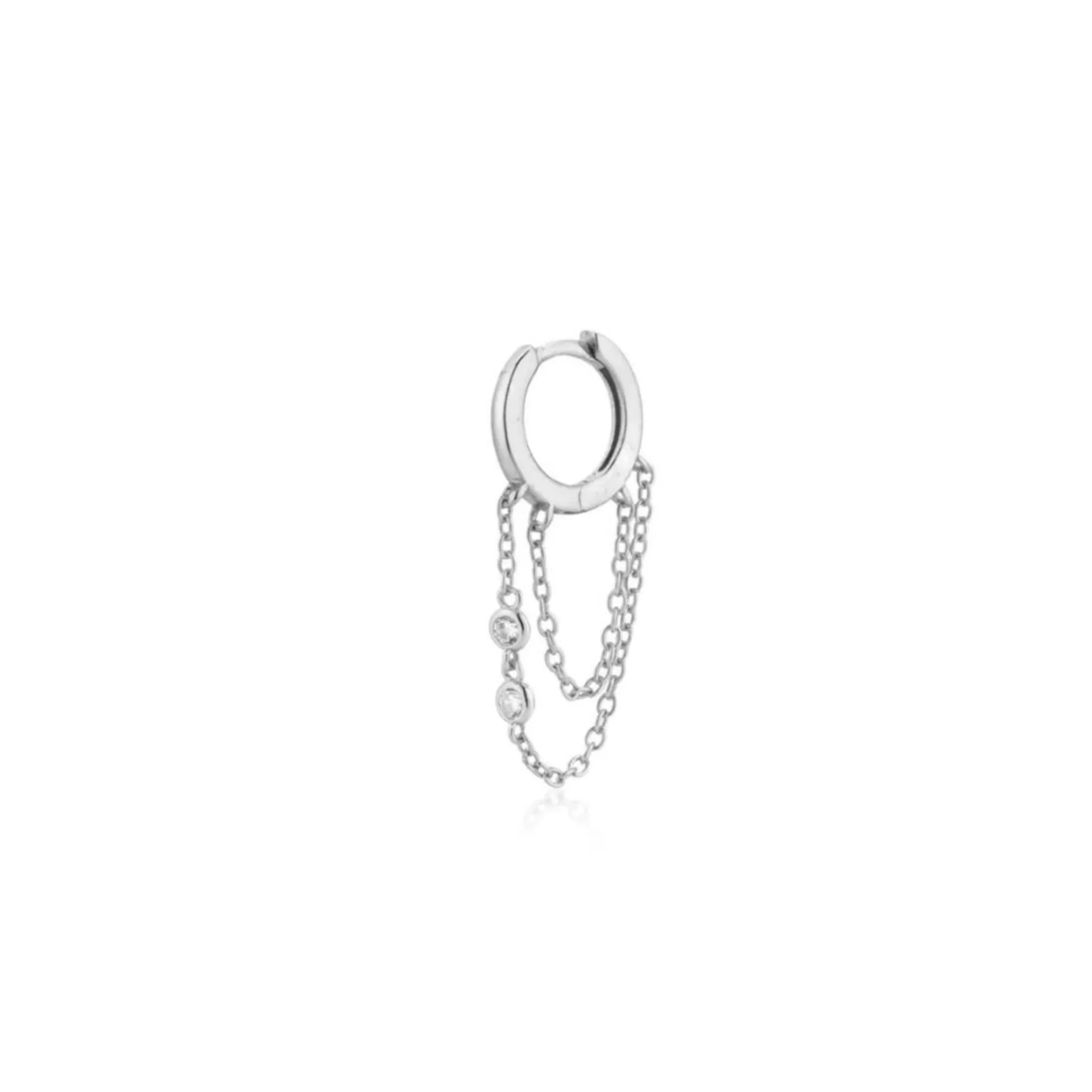 Small 2 Dangling Bezel Plain Hoop