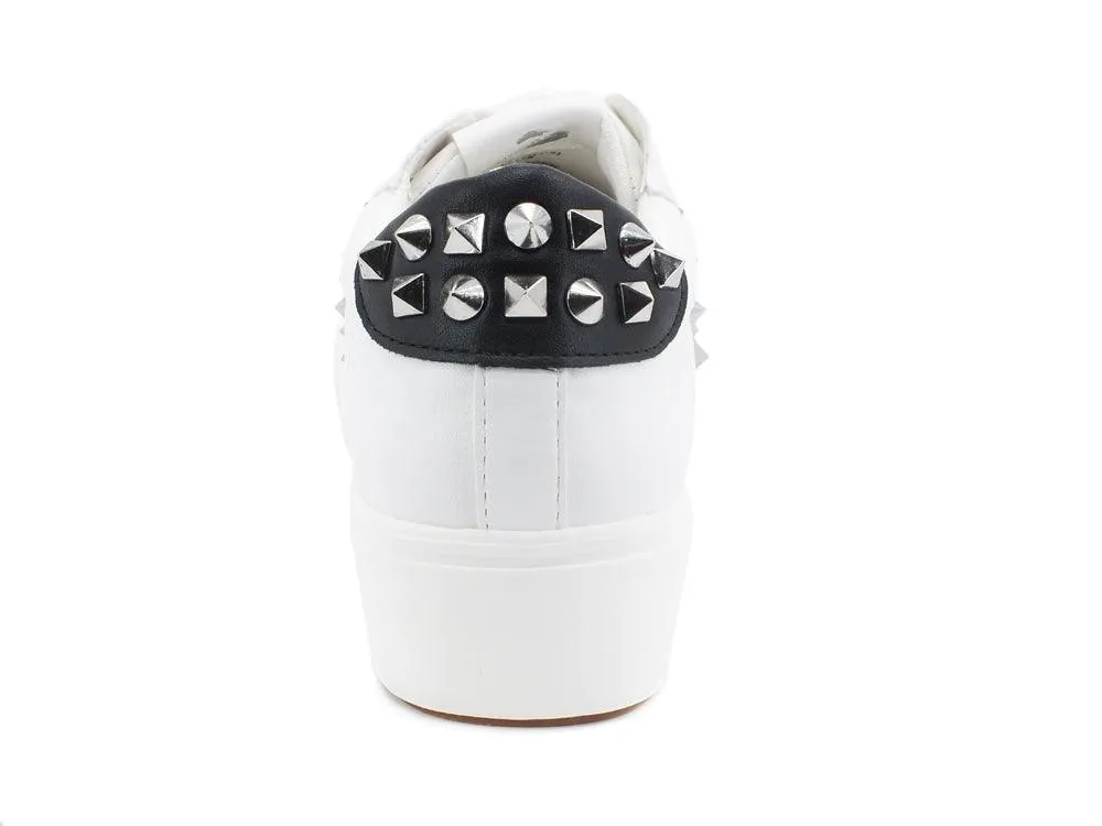 STEVE MADDEN Escalade Sneaker Platform Borchie White Black ESCA07S1