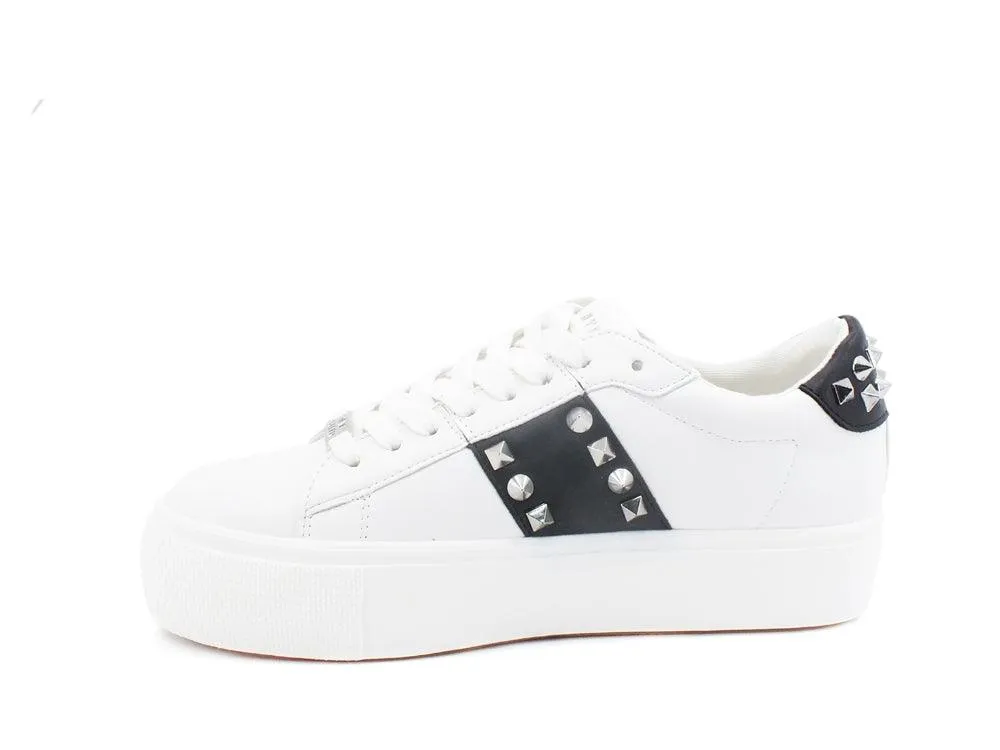 STEVE MADDEN Escalade Sneaker Platform Borchie White Black ESCA07S1