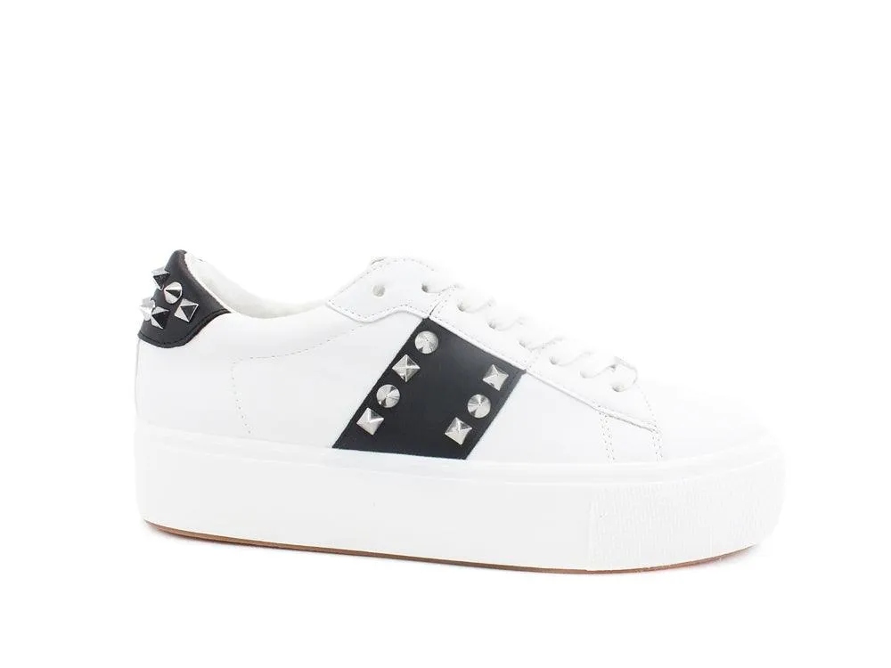 STEVE MADDEN Escalade Sneaker Platform Borchie White Black ESCA07S1