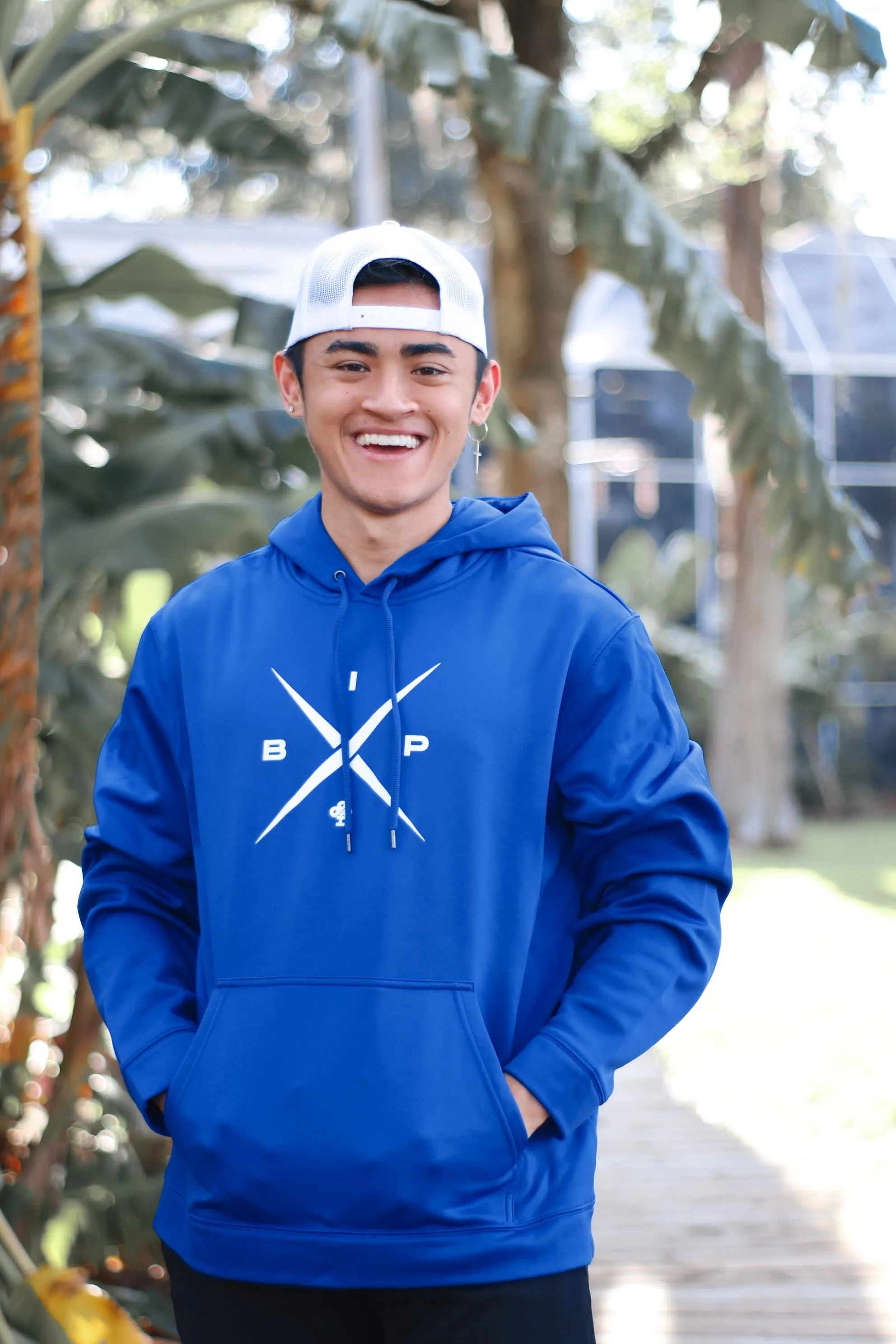 X 2.0 Logo   Cotton Hoodie Blue/ Red